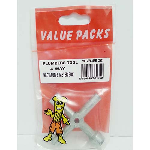 (image for) FAST PAK VALUE PACKS PLUMBERS TOOL 4 WAY RADIATOR & METER BOX - STD