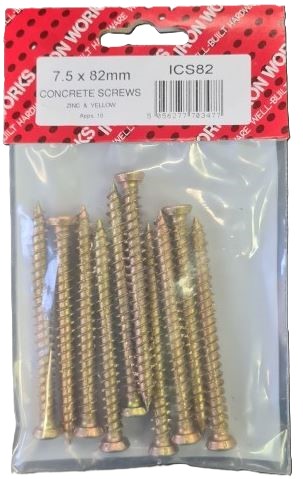 (image for) FAST PAK CO9NCRETE SCREWS ZINC & YELLOW 7.5X82MM - 10S