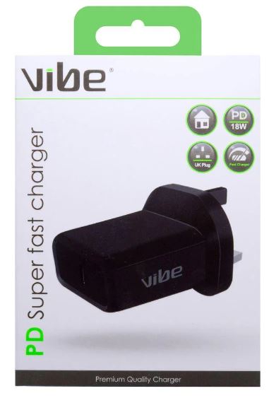 (image for) VIBE PD Mains + Type-C to Type-C Cable BLACK