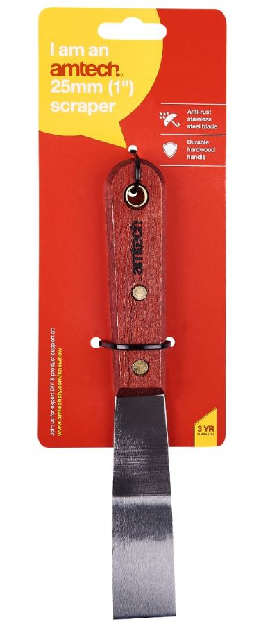 (image for) AMTECH HEAVY DUTY SCRAPER WITH WOODEN HANDLE -1\"\"