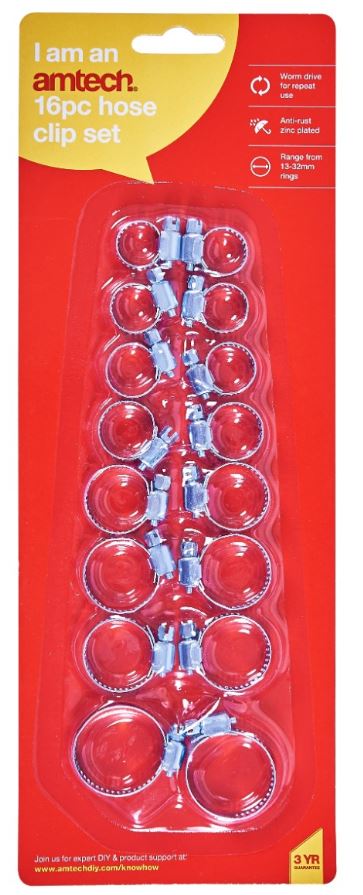 (image for) AMTECH HOSE CLIP SET -16PC