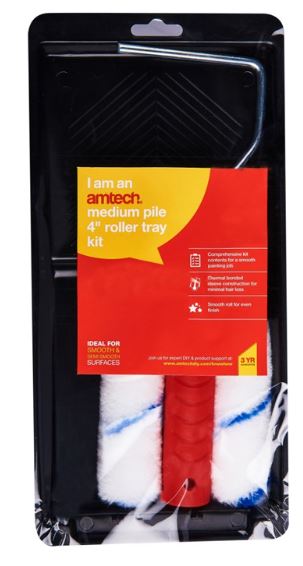 (image for) AMTECH MEDIUM PILE ROLLER TRAY KIT -4\"\"