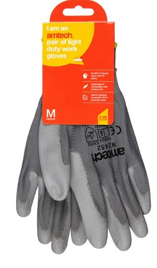 (image for) AMTECH LIGHT DUTY POLYURETHANE COATED WORK GLOVES-MEDIUM