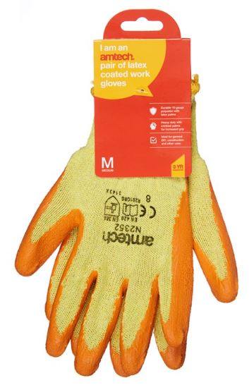 (image for) AMTECH LATEX PALM COATED GLOVES -MEDIUM