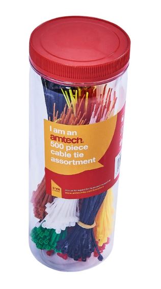 (image for) AMTECH ASSORTED CABLE TIE SET-500PC