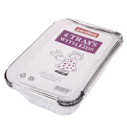 (image for) Caroline Foil Container + Lids 4S- 139MMX203MMX45MM