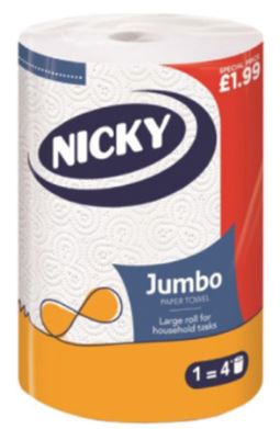 (image for) NICKY Jumbo kitchen towel 1-Roll PMP 2-Ply (1x12) White(1.99)