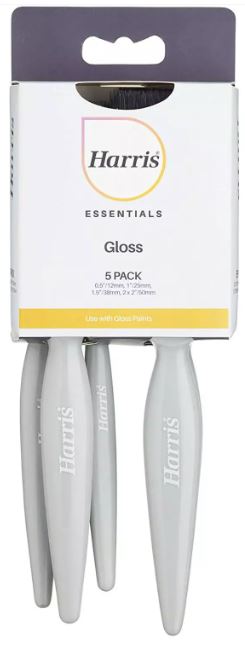 (image for) HARRIS ESSENTIALS GLOSS PAINT BRUSHES - 5PACK - MULTI SIZES