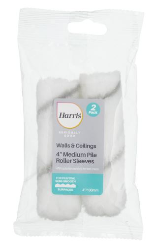 (image for) HARRIS WALLL & CEILLINGS MEDIUM PILE ROLLER SLEEEVES - 4INCHX2S