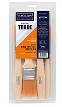 (image for) HAMILTON PAINT BRUSH SET FINE TIP FLAT BRUSHES 1/1.5/2INCHES - MULTI