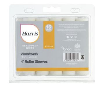 (image for) HARRIS SERIOUSLY GOOD WOOD WORK STAIN & VARNISH SLEEVE - 4INCH X 10S