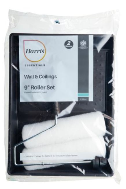 (image for) HARRIS ESSENTIALS WALLS & CEILINGS ROLLER SET TWIN SLEEVE - 30MM/9INCH