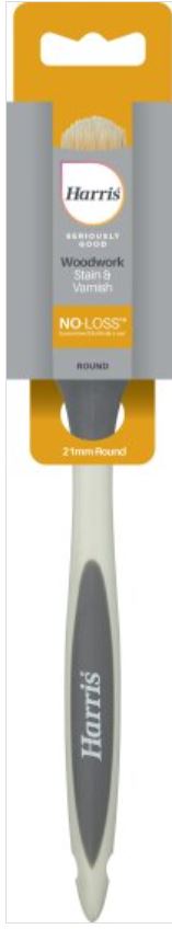 (image for) HARRIS SERIOUSLY GOOD ROUND WOODSTAIN & VARNISH BRUSH NO BRISTLE LOSS - 21MM