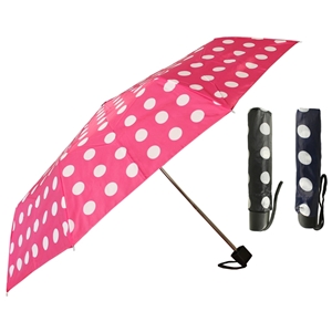 (image for) UMBRELLA SUPER MINI SPOT ASSORTED - BLACK/WHITE SPOT - NAVY/WHITE SPOT - FUCSIA/WHITE SPOT