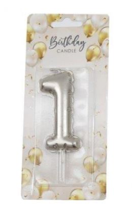 (image for) SIL B/DAY CANDLE BALLON SILV 1