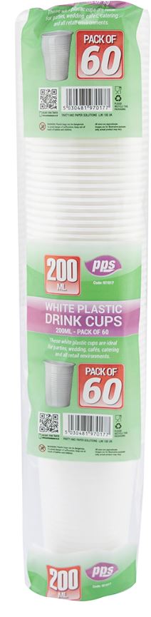 (image for) PPS PLASTIC CUP WHITE 60S