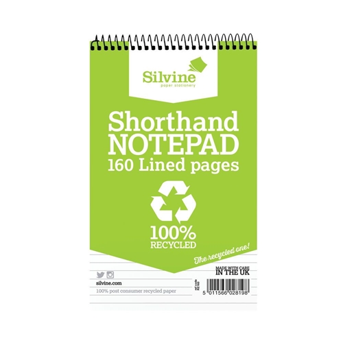 (image for) SILVINE SPIRAL SHORTHAND NOTEPAD 160PAGES LINED
