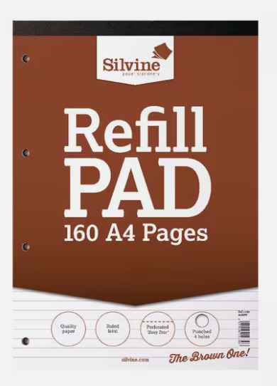 (image for) SILVINE REFILL PAD BROWN 160PAGES - A4