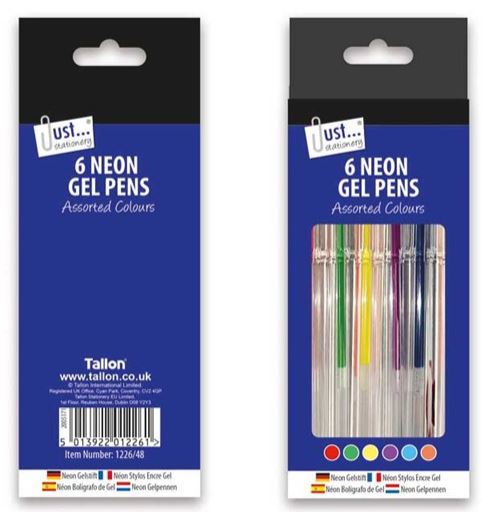 (image for) TALLON NEON GEL INK PENS ASSORTED - STD