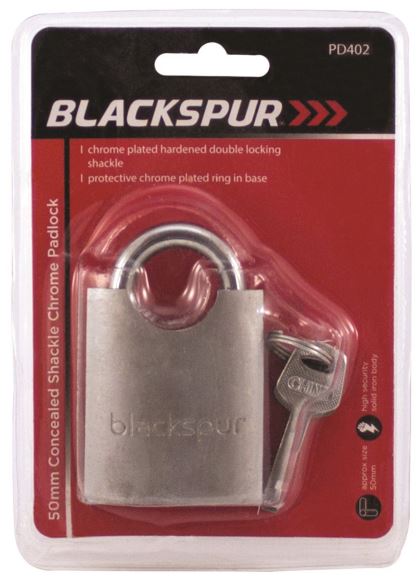 (image for) BLACKSPUR CONCEALED SHACKLE CHROME PADLOCK -50MM