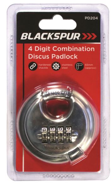 (image for) BLACKSPUR 4 DIGIT COMBINATION DISCUS PADLOCK -65MM