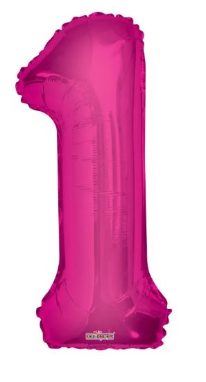 (image for) FOIL BALLOON '1'- HOT PINK